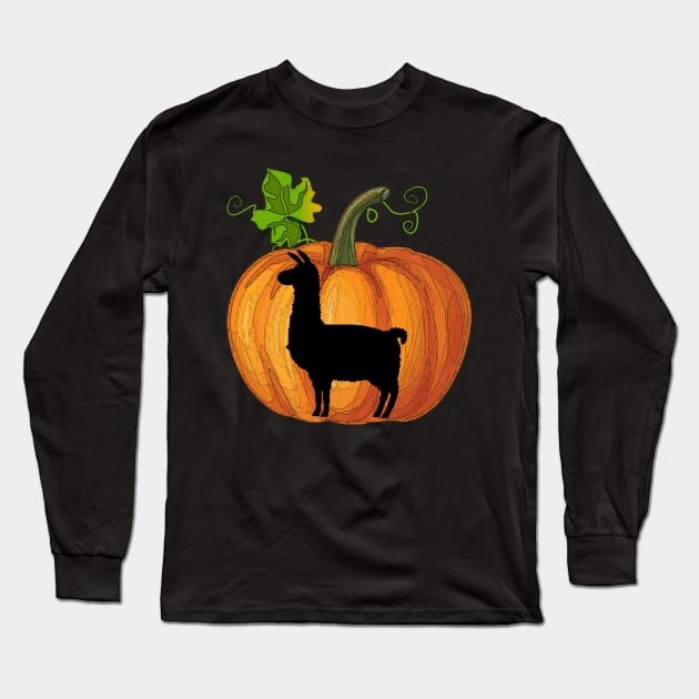 Llama in pumpkin Long Sleeve T-Shirt by Flavie Kertzmann